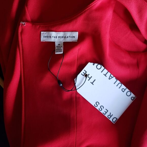 Dress The Population Sammie Fit Flare  Sweetheart Sleeveless Stretch Crepe Dress - Picture 9 of 15